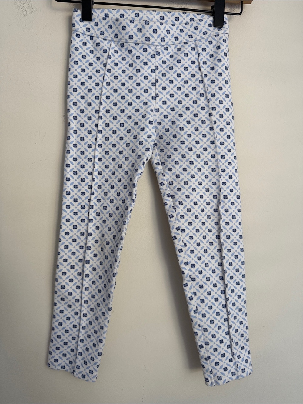 Janie and Jack girls white blue print ponte pants leggings 6